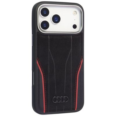 2. Audi R8 Genuine Leather MagSafe Case for iPhone 17 Pro - Black and Red