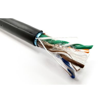 DIGITUS outdoor installation cable, gel-filled, category 6, F/UTP, AWG 23/1, PE, 305m, black, spool