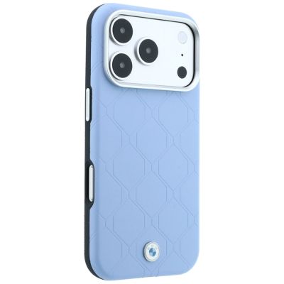 4. BMW Sign Deboss Quilted Metal Logo MagSafe Case for iPhone 17 Pro / 18 Pro - Blue