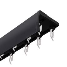 DOUBLE CEILING CURTAIN TRACK WITH COVER, GLIDERS WITH HOOKS, 400 CM, ALUMINIUM, BLACK, KOWALSKI