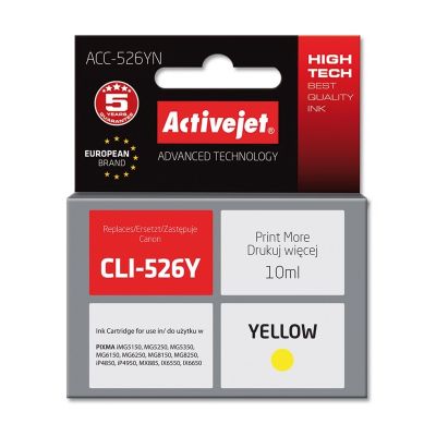 Activejet ACC-526YN Ink (Canon CLI-526Y replacement; Supreme; 10 ml; yellow)