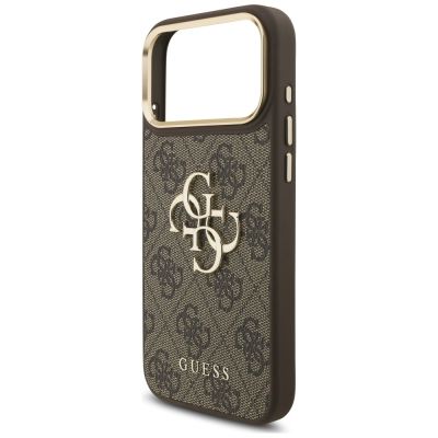6. Guess 4G Big 4G Classic Logo Big Strap Metal Buttons Case for iPhone 18 Pro / 17 Pro – brown