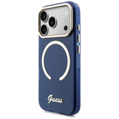 2. Guess IML Script Metal MagSafe Case for iPhone 17 Pro - Blue