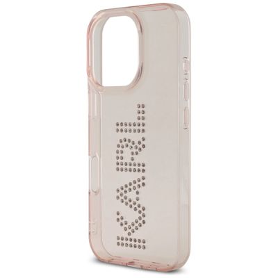 6. Karl Lagerfeld IML Rhinestones Logo iPhone 16 Pro Case - Pink