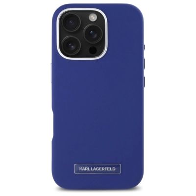 3. Karl Lagerfeld FW Metal Plate MagSafe iPhone 16 Pro Case - Blue
