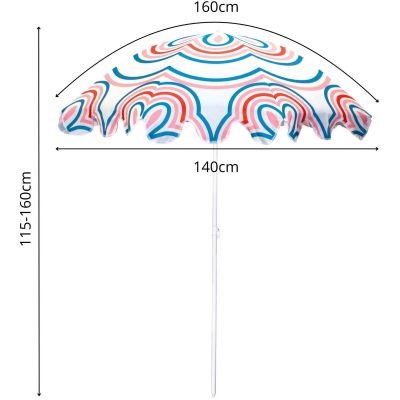 9. BEACH AND GARDEN UMBRELLA 160 CM BLUE AND PINK STRIP