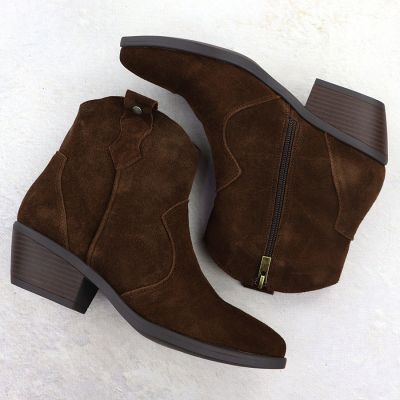 4. Brown women’s leather cowboy ankle boots Big Star SS274463