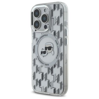 2. Karl Lagerfeld IML Monogram Karl & Choupette Head MagSafe iPhone 16 Pro Case - Clear