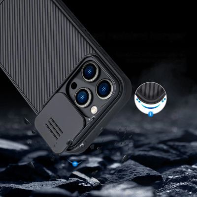 15. Nillkin CamShield Pro Case iPhone 14 Pro Armored Cover Camera Protector Blue