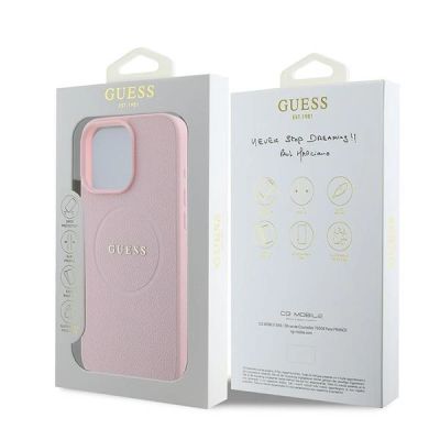 8. Guess MagSafe Grained Gold Ring iPhone 15 Pro Max Case - Pink