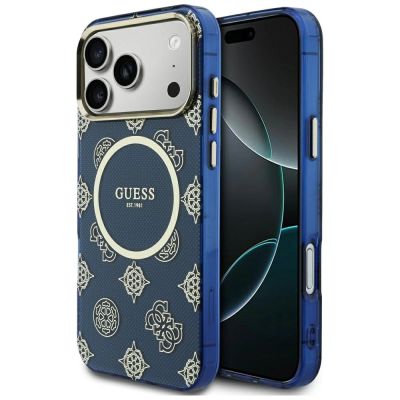 Guess IML Peony Dot MagSafe Case for iPhone 17 Pro Max - Blue