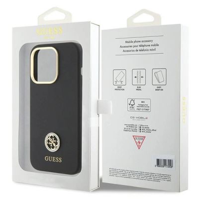 8. Guess Silicone Logo Strass 4G case for iPhone 15 Pro Max - black