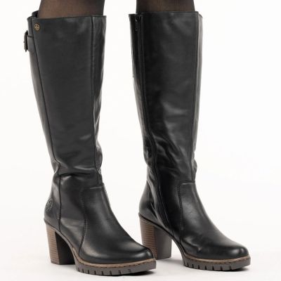 5. Black women's leather heeled boots Rieker Y2581-00
