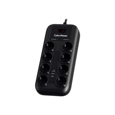 CyberPower P0820SUF0-DE surge protector Black 8 x mains socket 200 - 250 V 1.8 m