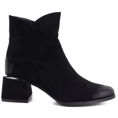 7. Women's black suede high-heeled ankle boots Potocki SZ12875