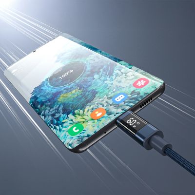 4. PD60W USB-C to USB-C Digital Display 1.2m Nylon Cable - blue