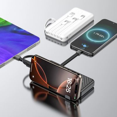 2. Dudao K11 10000mAh Powerbank with Built-in Cables - White