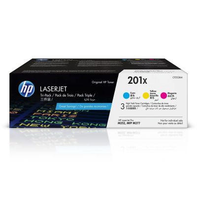 14. HP 201X 3-Pack Original LaserJet XL Toner Cartridges, Cyan/Magenta/Yellow