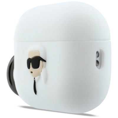 2. Karl Lagerfeld Silicone Karl Head 3D Case for AirPods Pro 3 - White