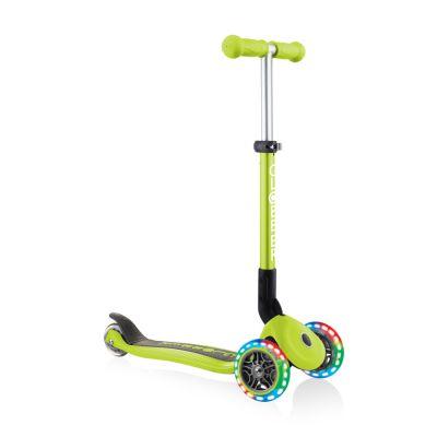 3. Globber Foldable 3-Wheel Scooter Lights Lime Green Jr 437-106