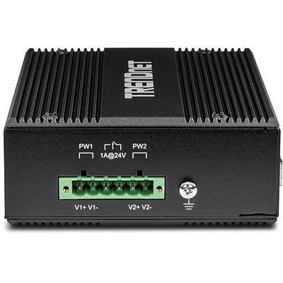 8. TRENDnet TI-UPG62 Switch - Unmanaged - 4 x 10/100/1000 (PoE+) + 2 x Gigabit SFP - DIN rail mountable, Wall mountable - PoE+ (240W) - DC