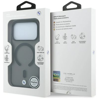 9. BMW Sign Frosted IML & Metal Logo MagSafe Case for iPhone 17 Pro / 18 Pro - Black