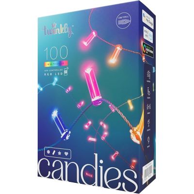 16. Twinkly Candies – 100 Candle-Shaped RGB LED Lights, Green Cable, USB-C