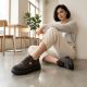 6. Women's brown leather platform shoes Vinceza 41523