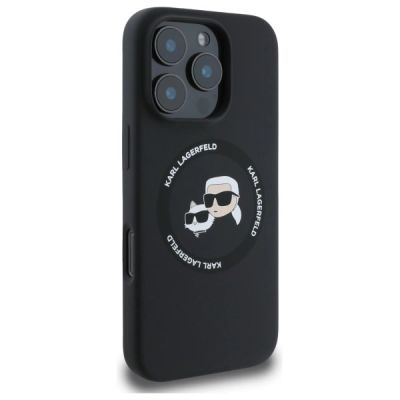 4. Karl Lagerfeld KLHMP16XSKCHTCK iPhone 16 Pro Max 6.9" black/black hardcase Silicone Karl&Choupette Heads MagSafe