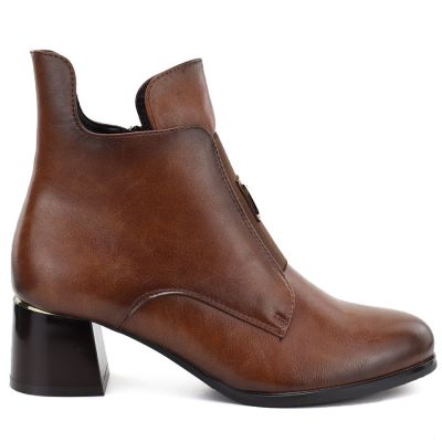 2. Women's insulated ankle boots with a block heel, brown, Potocki SZ12868