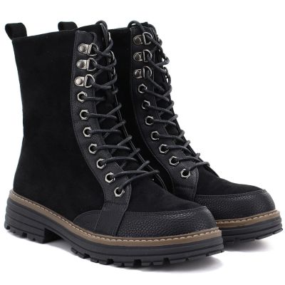 8. Women's suede ankle boots, black, M.Daszyński SA259-4