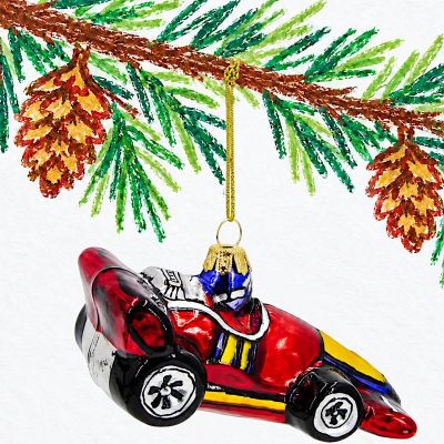 5. MICA GLASS RACE CAR BAUBLE 13 x 7 x 6.5 CM