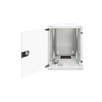 31. Wall-mounted network cabinet 10" 9U rack 312x300, glass door, gray, undivided, assembled, 30kg