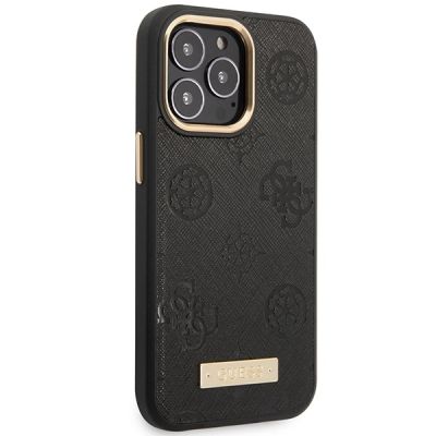 4. Guess Peony Logo Plate MagSafe Case for iPhone 14 Pro Max 6.7" - Black