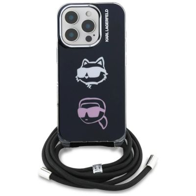 2. Karl Lagerfeld IML Crossbody Karl&Choupette Head Case for iPhone 16 Pro Max - Black