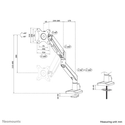 32. Neomounts DS70-250SL1 Monitor Holder/Stand 88.9 cm (35") Desk Silver