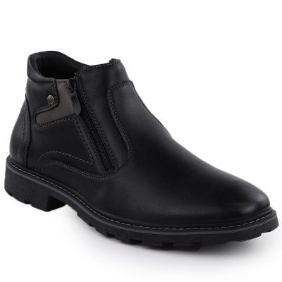 Men’s Black Warm-Lined Zip-Up Ankle Boots VanHorn AN71309