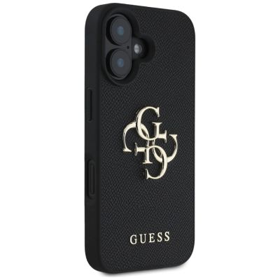 4. Guess Grained Big 4G Logo Small Classic Logo case for iPhone 16 - black
