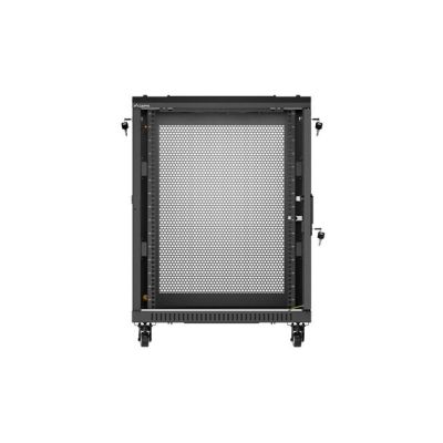 12. Floor-standing 19" 15U 600x600 RACK installation cabinet, black, perforated doors, Lanberg (flat pack)