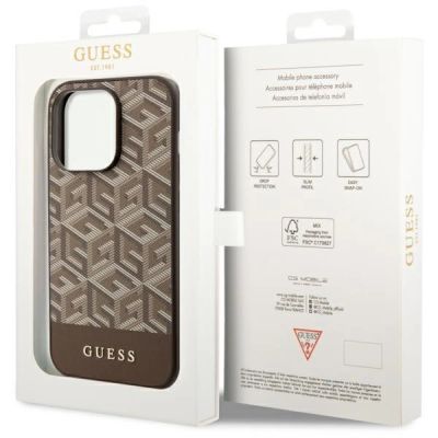 8. Guess GUHMP14XHGCFSEW iPhone 14 Pro Max 6.7" brown/brown hard case GCube Stripes MagSafe