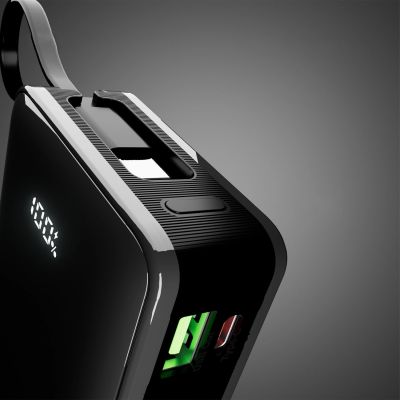 9. Powerbank SBS 20000 mAh 20W with built-in USB-C cable and digital display - black