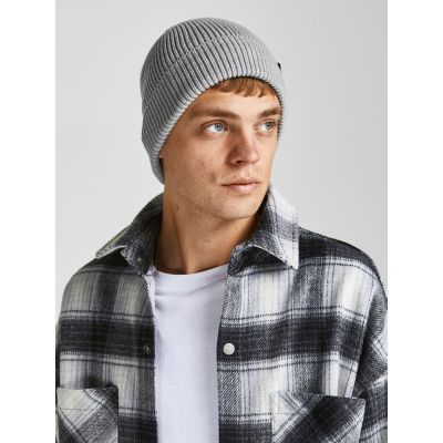 3. Jack & Jones men's winter hat black Jacbrink beanie ln 12193386 LIGHT GREY MELANGE