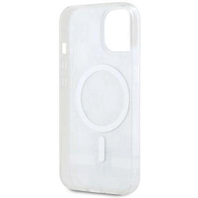 7. DKNY IML Checkered Mono Pattern & Printed Stripes MagSafe Case for iPhone 15 Plus / 14 Plus - Beige