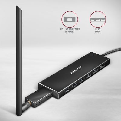 5. Axagon HUE-F7A 7x USB 3.2 Gen 1 ALU FLAT hub micro power IN 1m USB-A USB 3.2 Gen 1 (3.1 Gen 1) Type-A 5000 Mbit/s Black