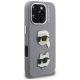 4. Karl Lagerfeld FW Grained Karl & Choupette Heads Pins Case for iPhone 16 Pro - Gray