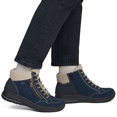 12. Waterproof comfortable navy leather lace-up boots Rieker L7701-14