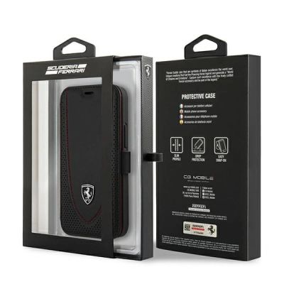 7. Ferrari FEOGOFLBKP12SBK iPhone 12 mini 5.4" black/black book Off Track Perforated
