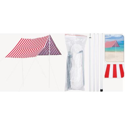 TENT ROOF SUN SAIL WITH POLES 3X1.7M RED