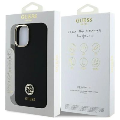 8. Guess Silicone Logo Strass 4G Case for iPhone 16 - Black