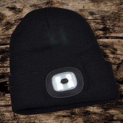 4. BLACK BEANIE WITH 4-LED HEADLAMP, 120 LM, 3 MODES, FOR OUTDOOR ACTIVITIES